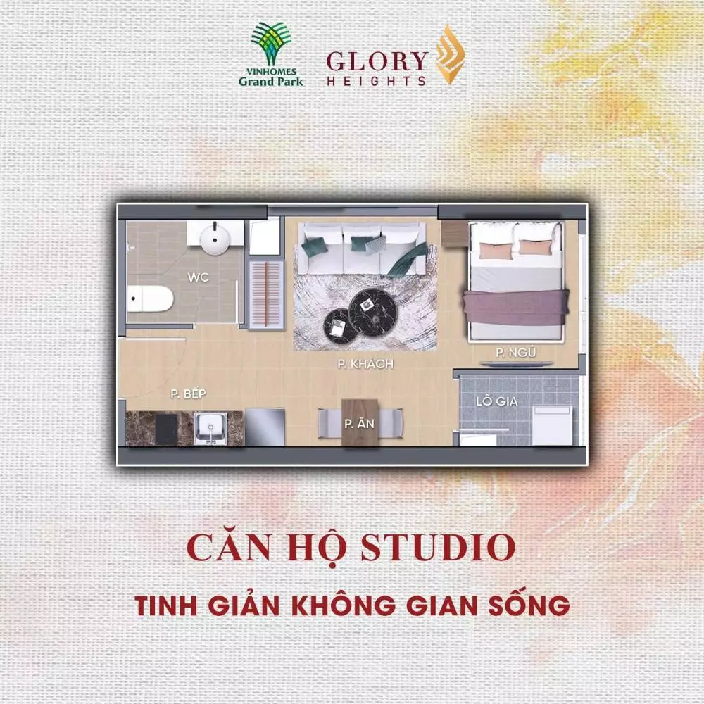 thiết kế căn hộ studio glory heights vinhomes grand park