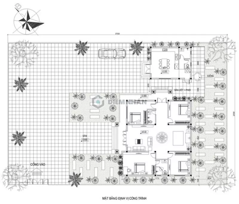 Chi tiết bản vẽ biệt thự 1 tầng phong cách tân cổ điển