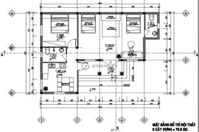 Bản vẽ biệt thự 1 tầng 100m2 đẹp