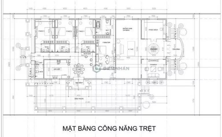 Mẫu thiết kế biệt thự 1 tầng 200m2