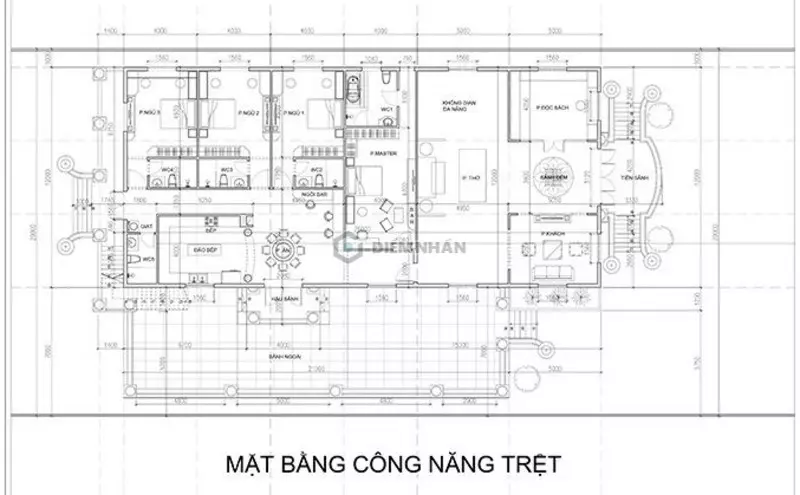 Bản vẽ biệt thự 1 tầng 200m2