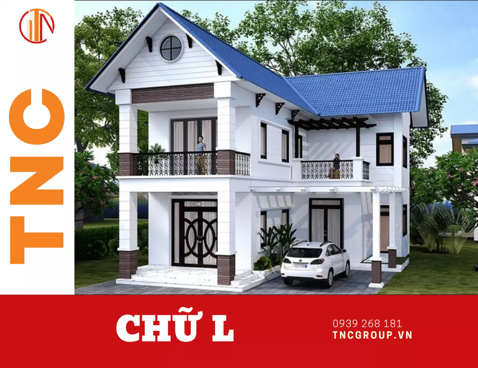 Biệt thự chữ L mái Nhật 2 tầng 70m2