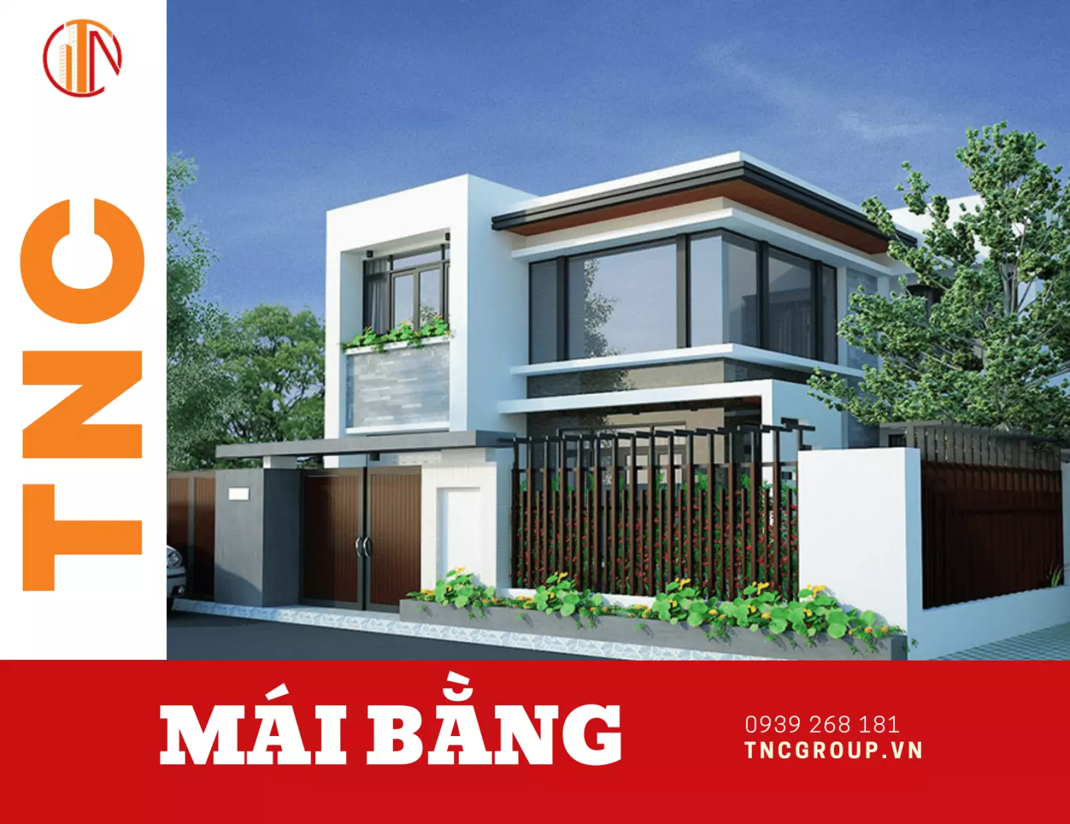 Biệt thự 2 tầng mini 70m2 mái bằng