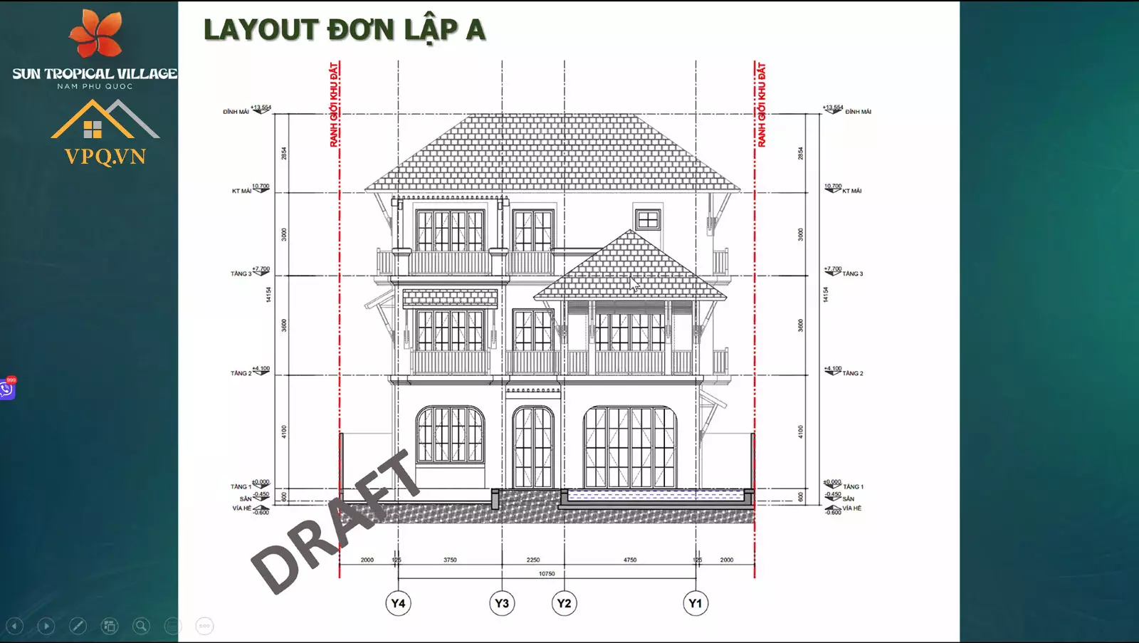 Thiết kế Layout tầng 3 biệt thự song lập B Sun Tropical Village