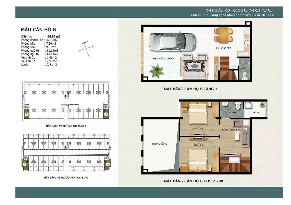 Mẫu căn hộ cho thuê tại Thanh Hà Cienco 5