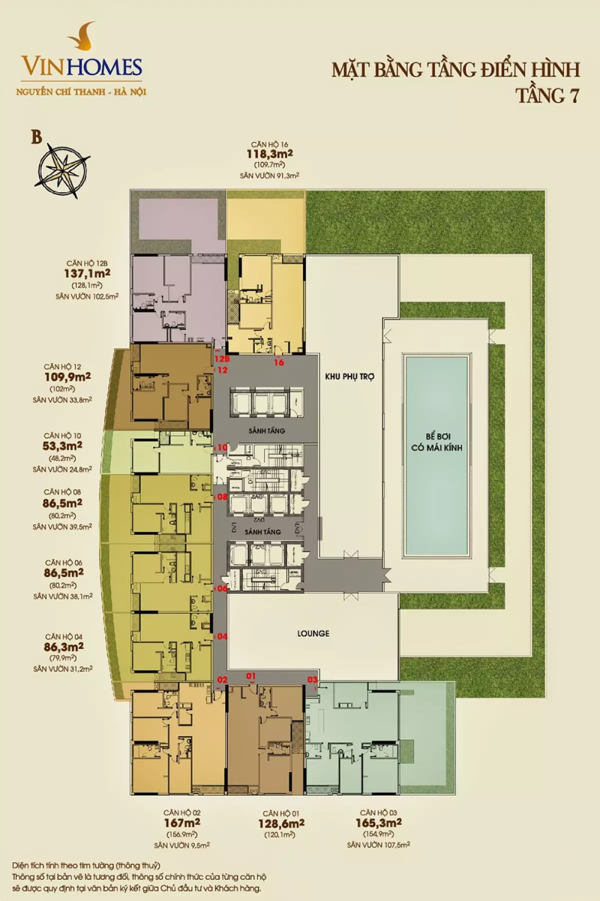 Mặt bằng điển hình tầng 7 Vinhomes Nguyễn Chí Thanh