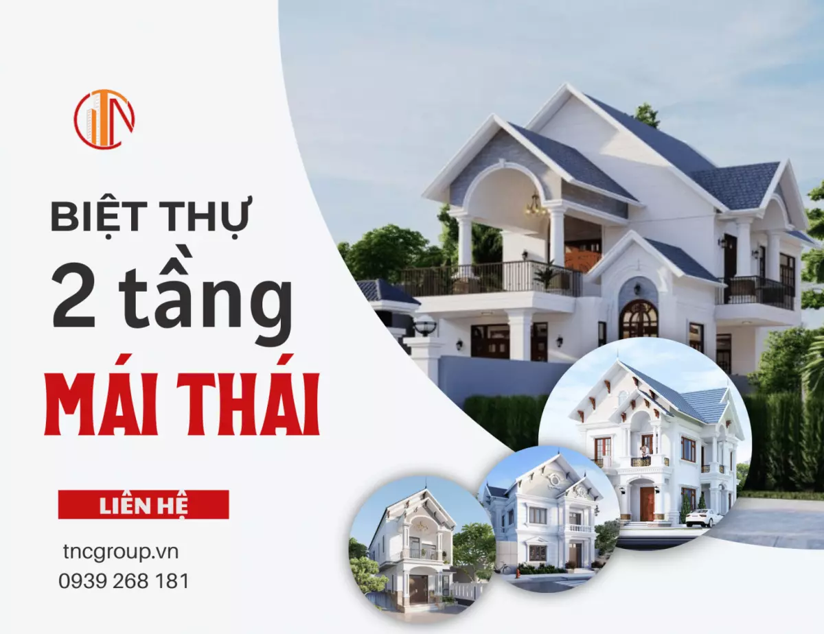 thiết kế biệt thự 2 tầng mái Thái