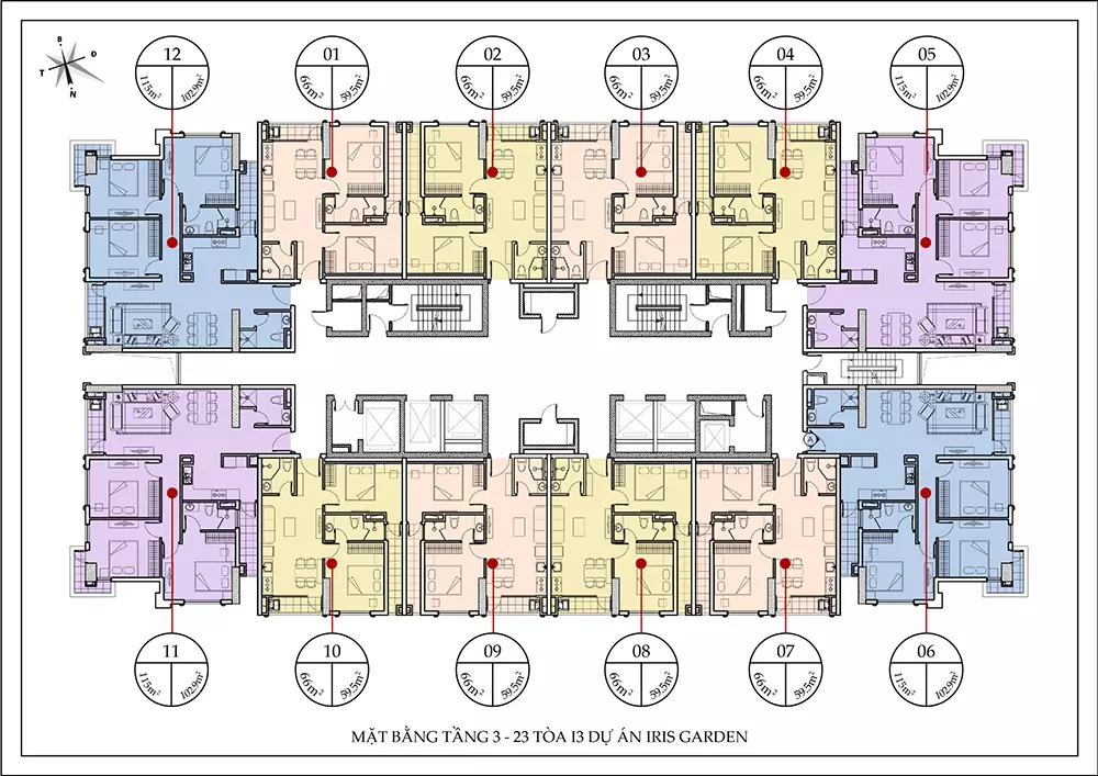 Mặt bằng điển hình toà I3 chung cư Iris Garden