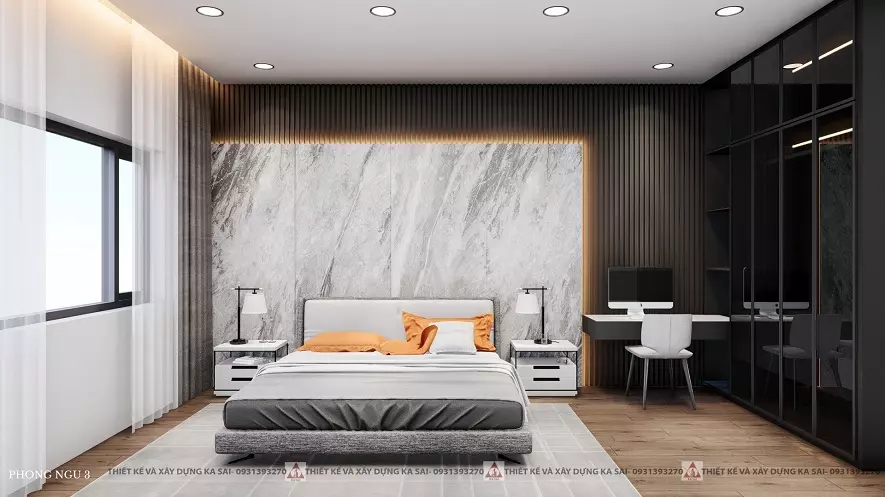 Phòng ngủ thiết kế tối giản và rộng rãi