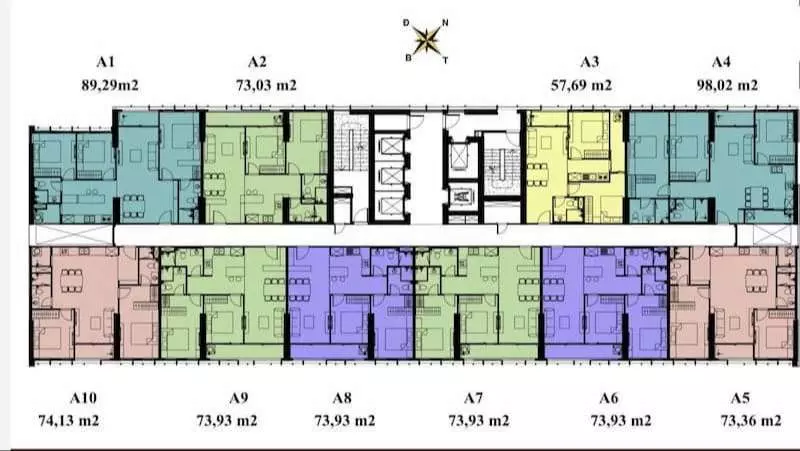 Mặt bằng điển hình tháp A & B chung cư Anland Lake View