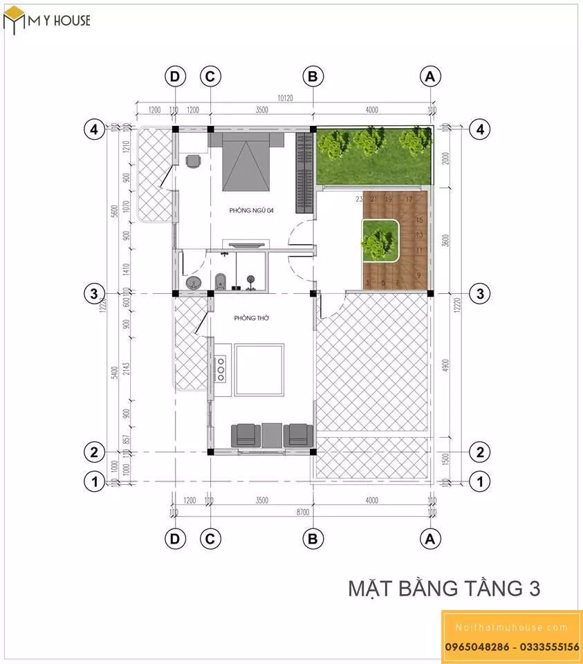 Bản vẽ thiết kế mặt bằng tầng 3