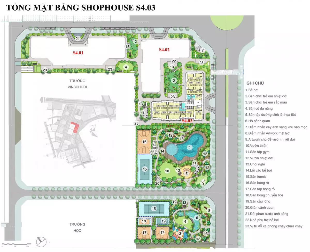 mặt bằng shop chân đế S1 - S2 Vinhomes Smart City