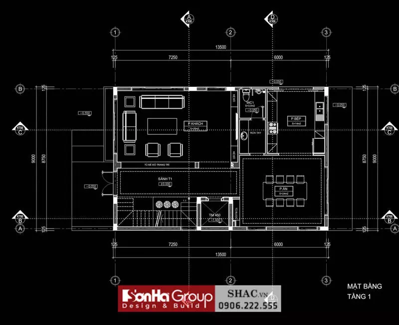 biệt thự 3 tầng 5 phòng ngủ