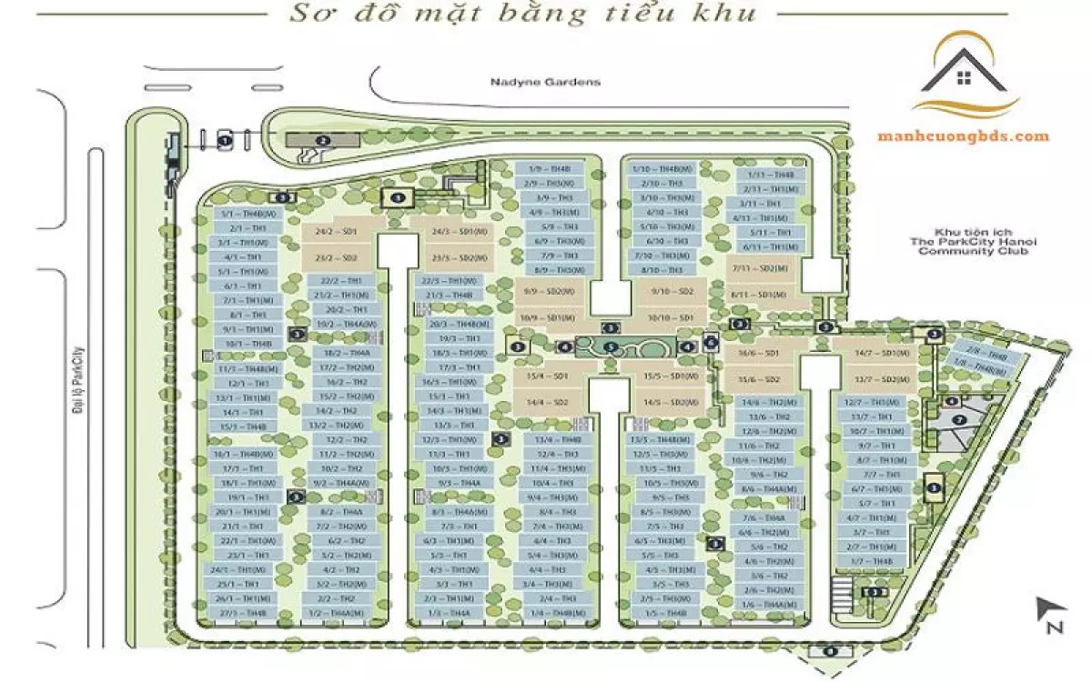 Mặt bằng thiết kế tiểu khu Nadyne Gardens Park City