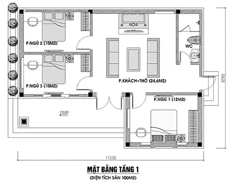 Mê mẩn kiểu nhà mái thái có 3 phòng ngủ 1 phòng thờ ở tầng trệt