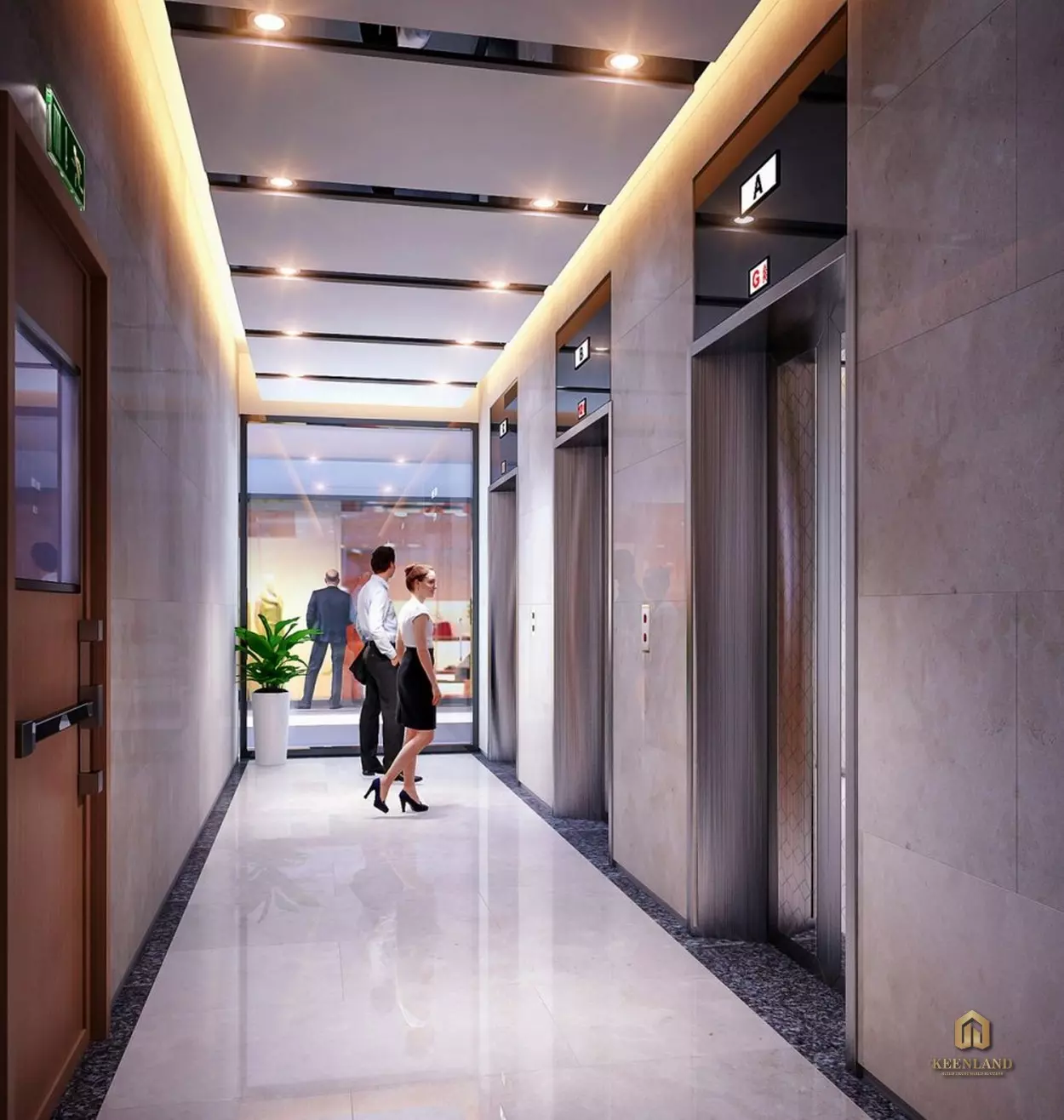 Sảnh chờ thang máy tại căn hộ ResGreen Tower Quận Tân Phú