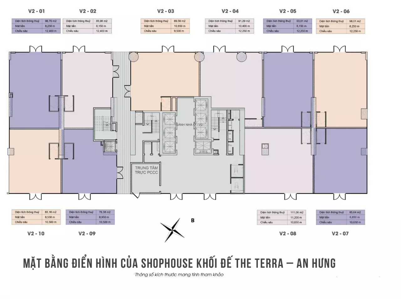 mặt bằng shophouse khối đế the terra an hưng tòa v2