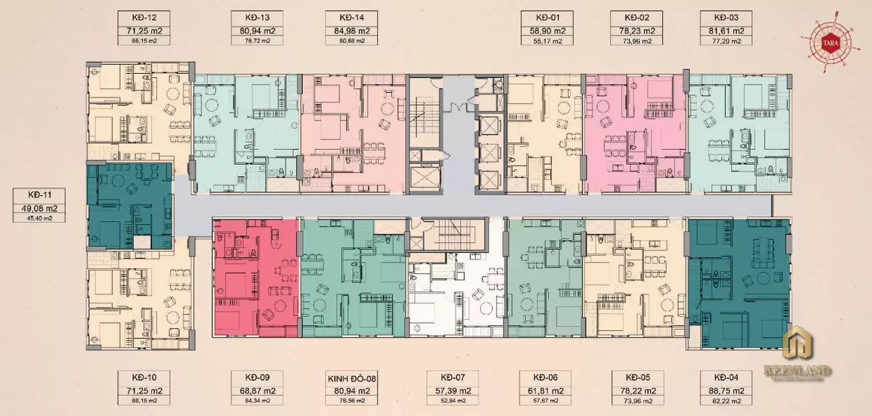 Mặt bằng Block Kinh Đô (B1) dự án Tara Residence