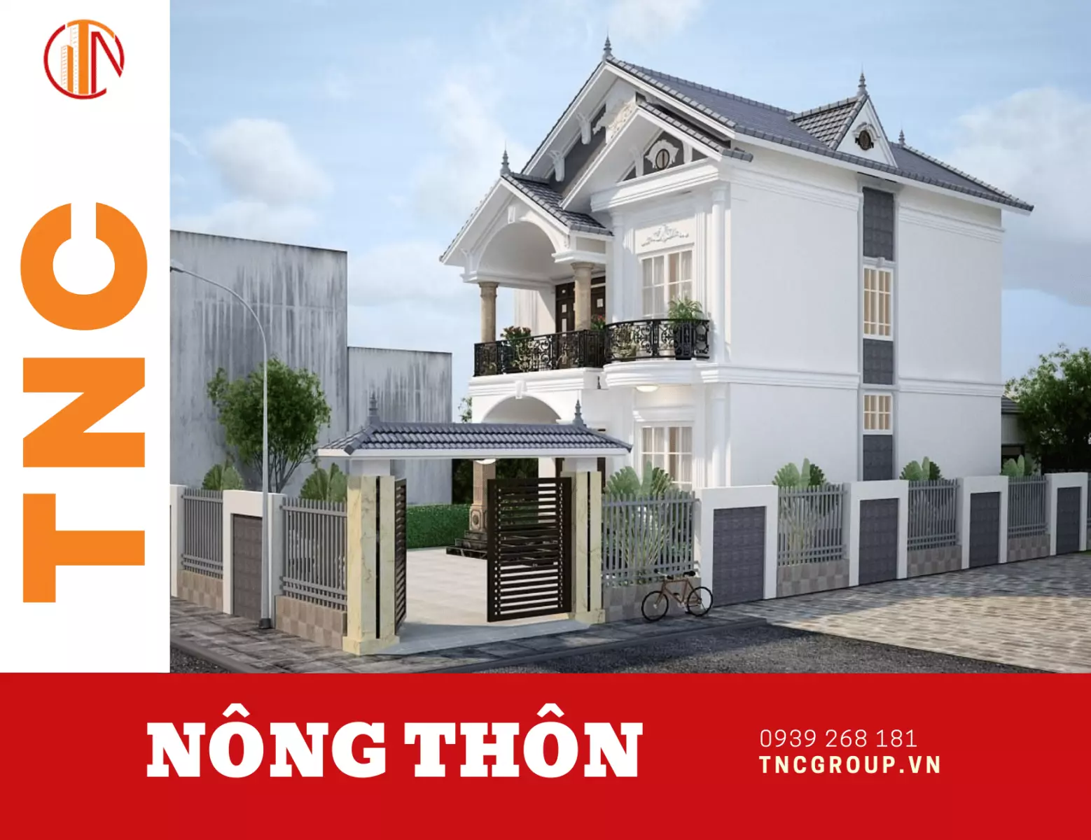 Nhà biệt thự 2 tầng 3 phòng ngủ ở nông thôn