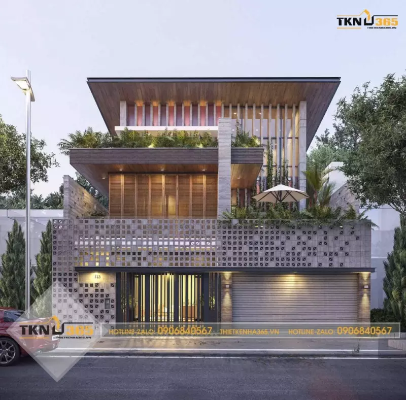 Nhà 2 tầng 100m2 3 phòng ngủ hiện đại có gara ô tô