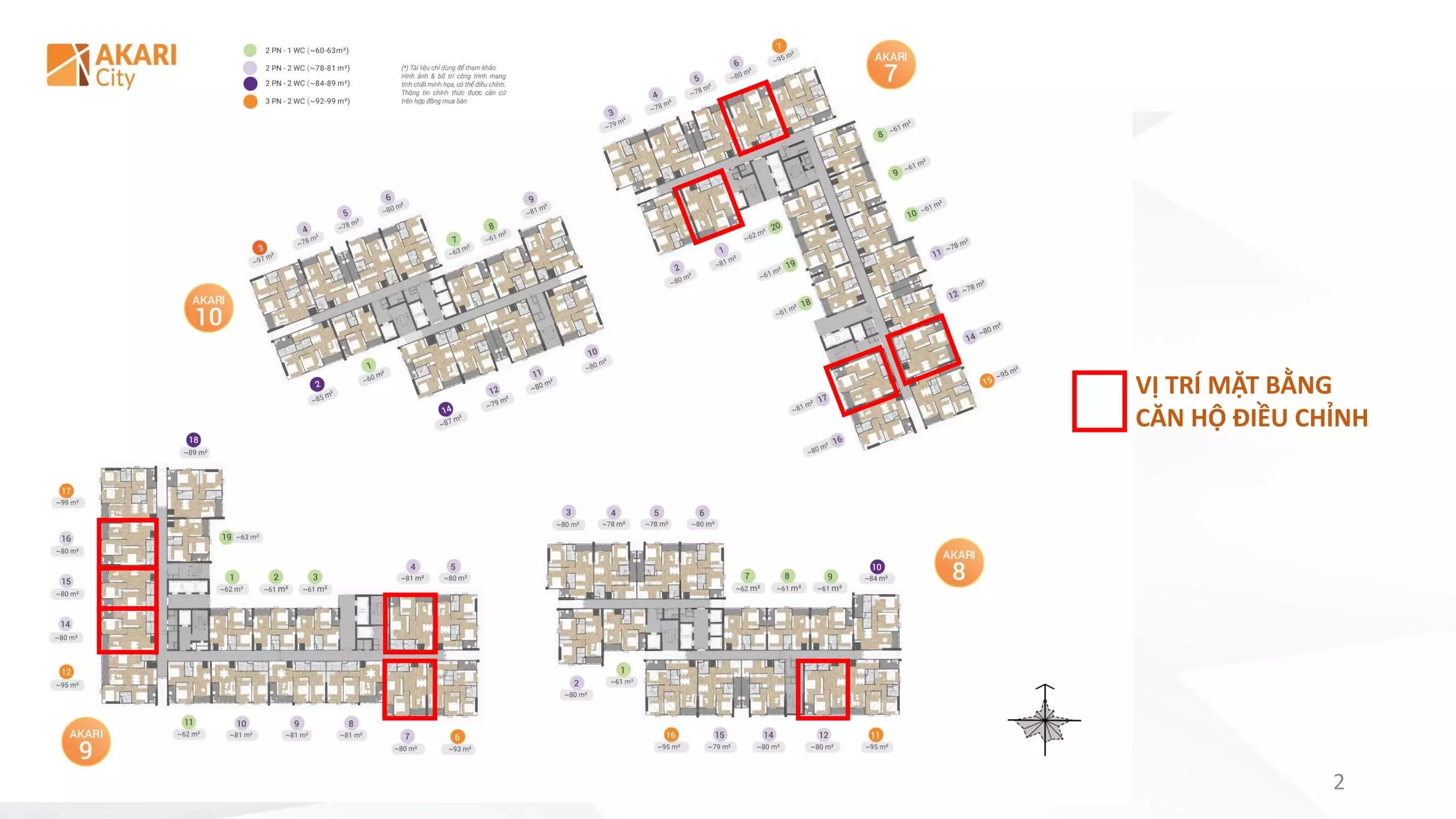 Vị trí mã căn thay đổi layout Akari City