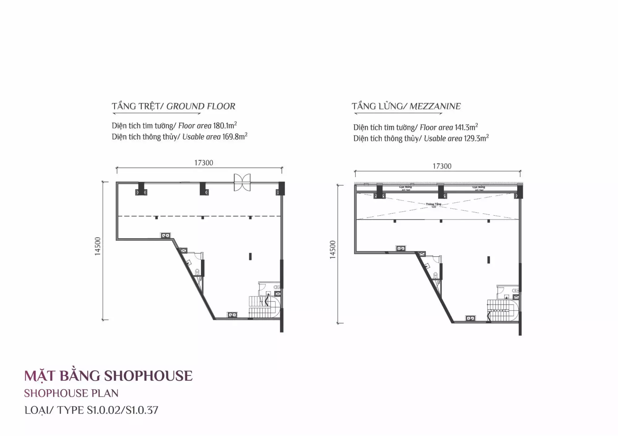 Diện tích shophouse kinh doanh nhà hàng