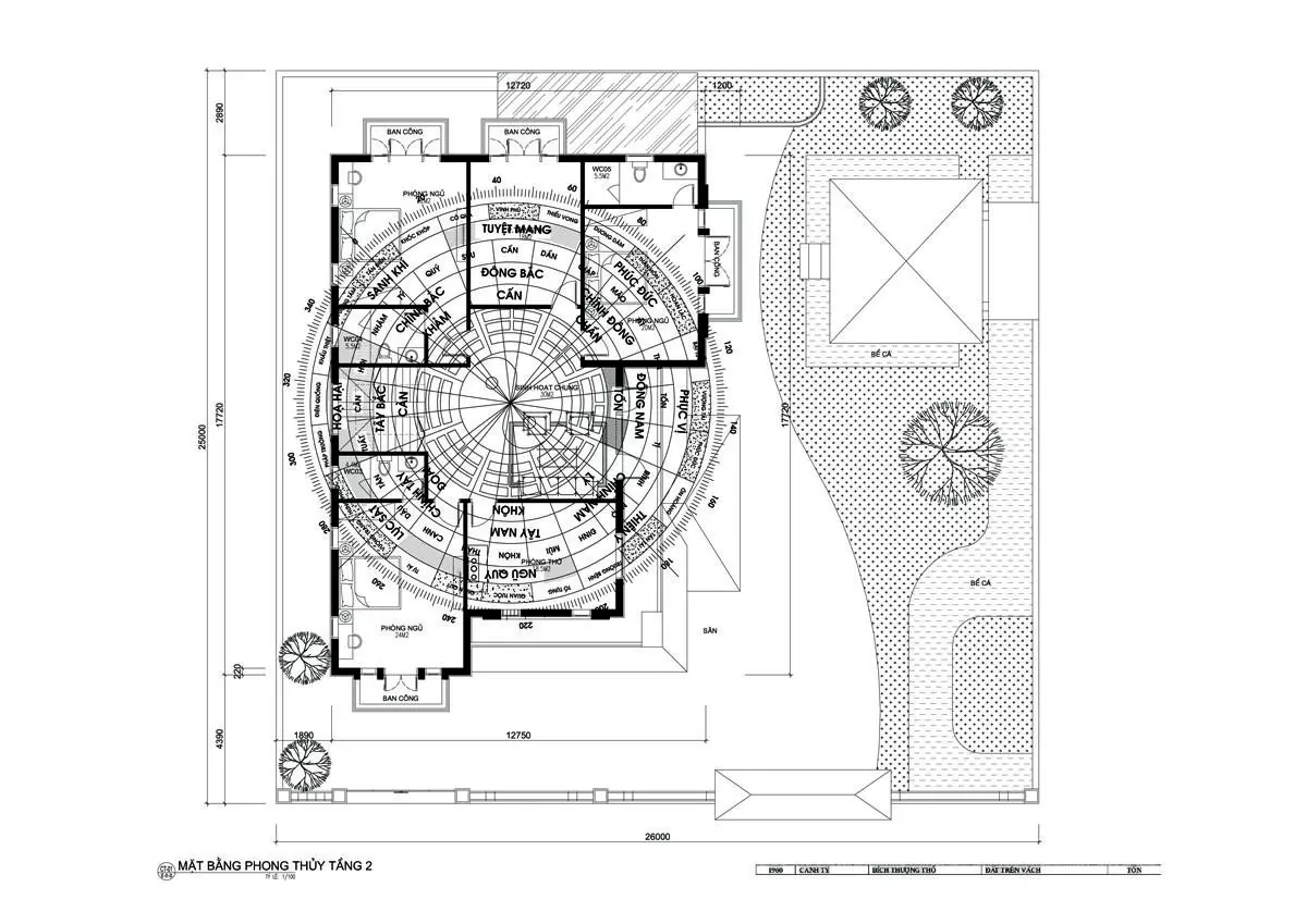 Phong thủy biệt thự 2 tầng 200m2 t2