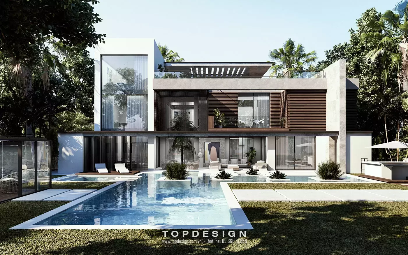 Mẫu thiết kế Villa nghỉ dưỡng đẹp hiện đại - TOPDESIGN - v6