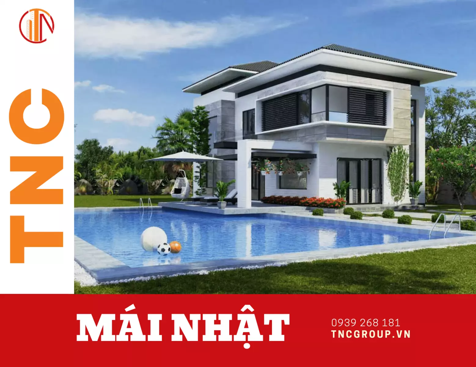 Biệt thự 2 tầng mái nhật có hồ bơi