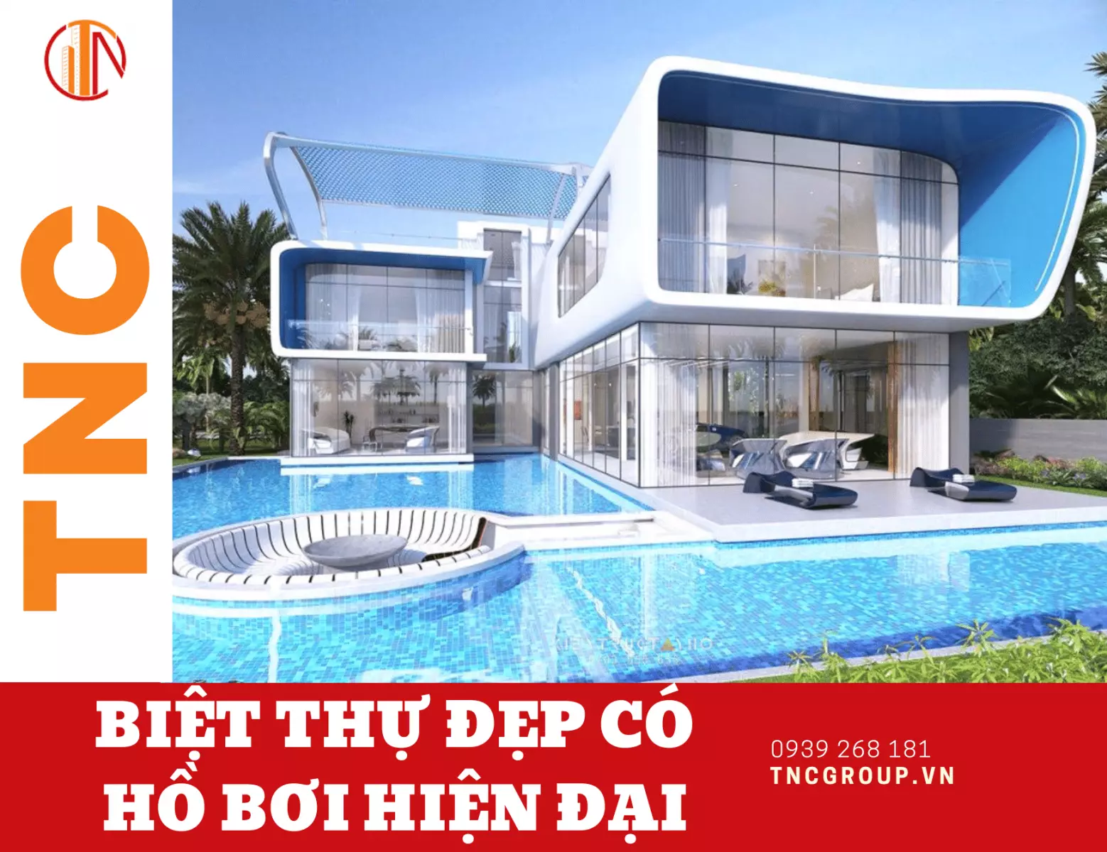 Biệt thự 2 tầng đẹp có hồ bơi hiện đại