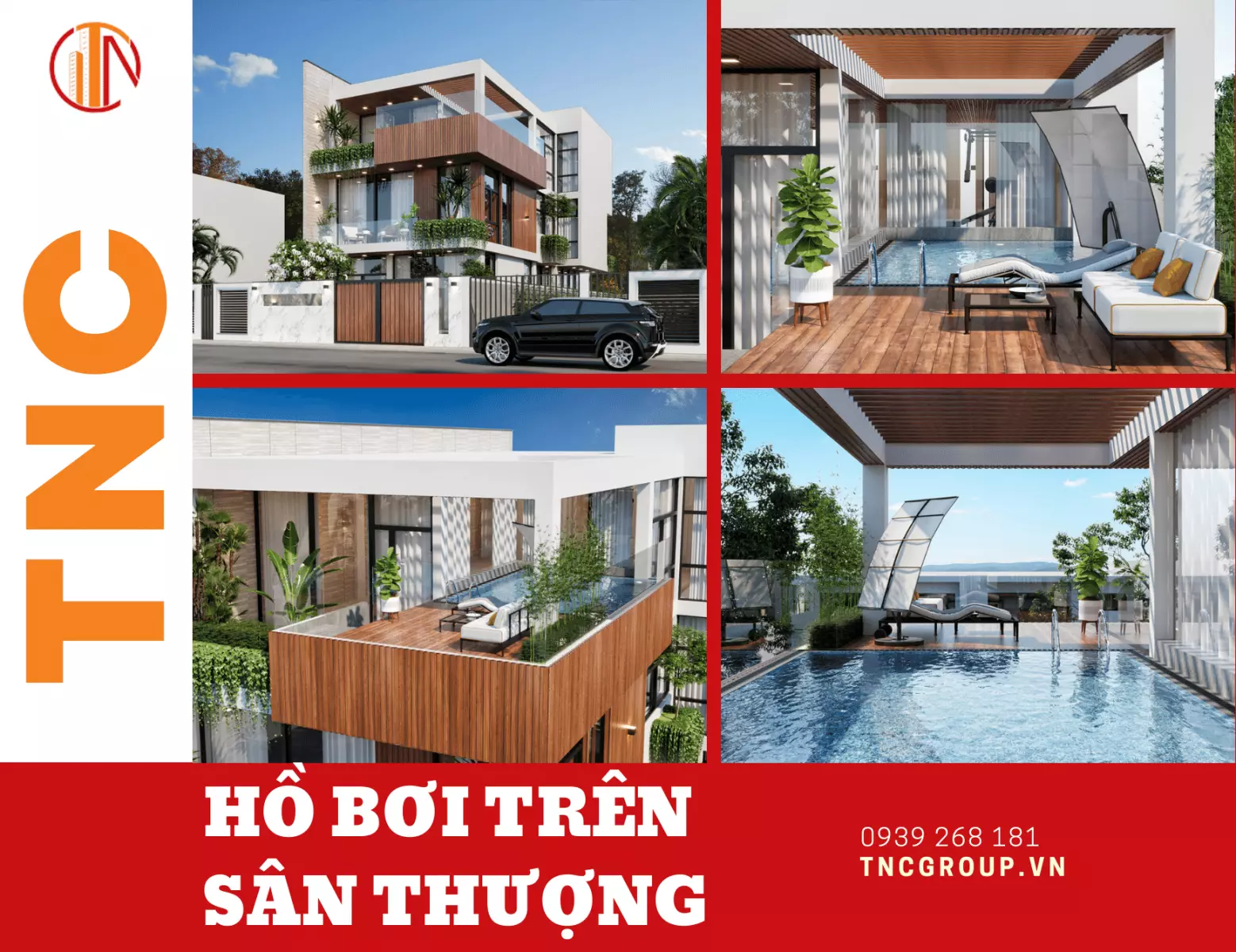 Biệt thự 2 tầng có bể bơi trên sân thượng