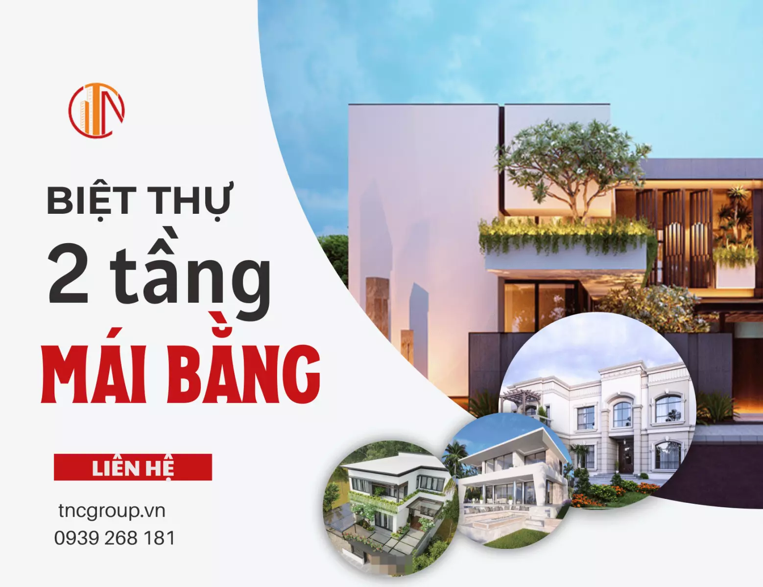 Biệt thự 2 tầng mái bằng