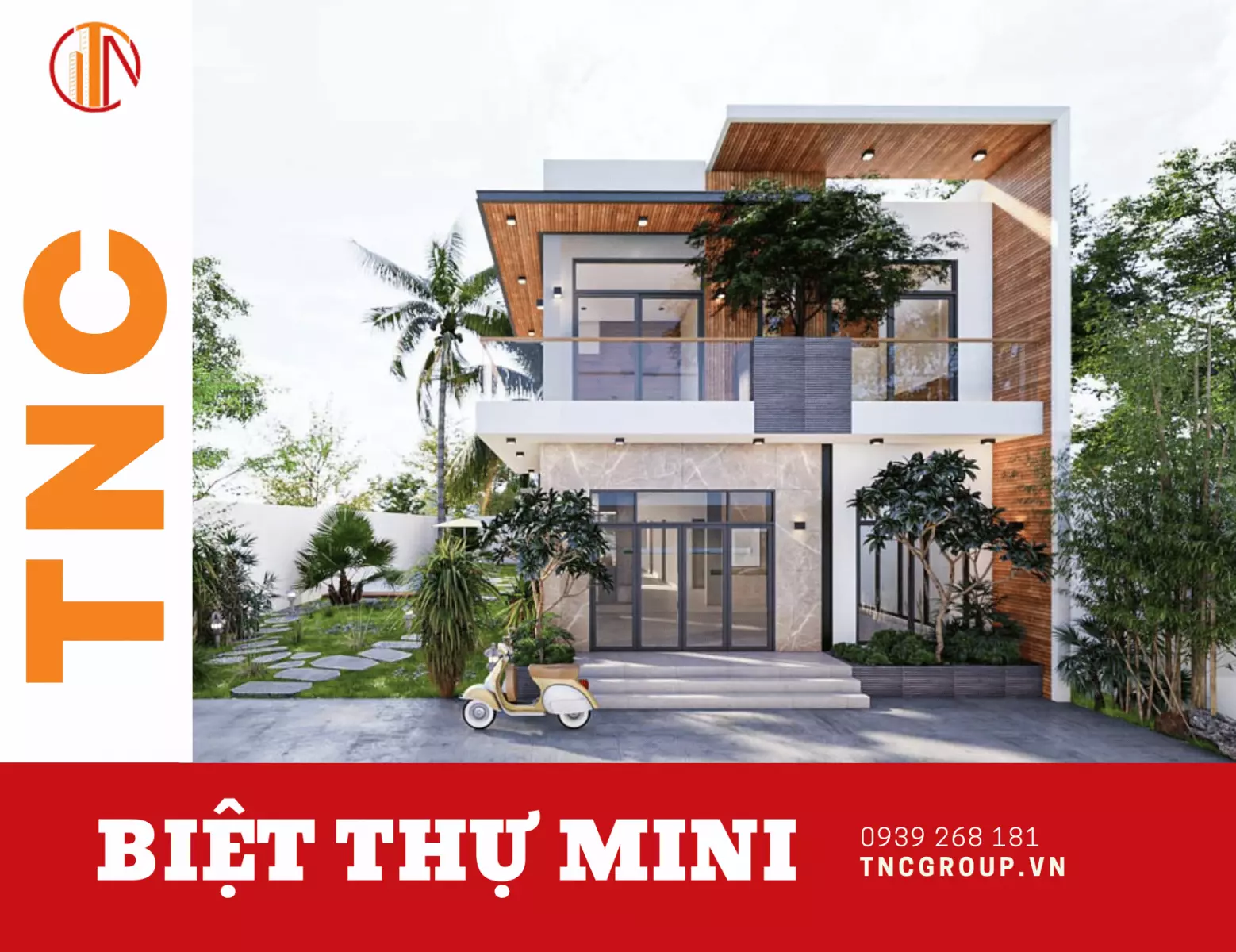 Biệt thự mini 2 tầng mái bằng