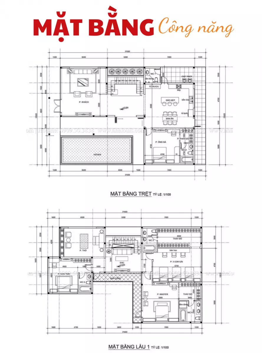 Bản vẽ biệt thự 2 tầng mái bằng