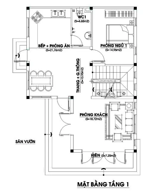 mặt bằng biệt thự 2 tầng 4