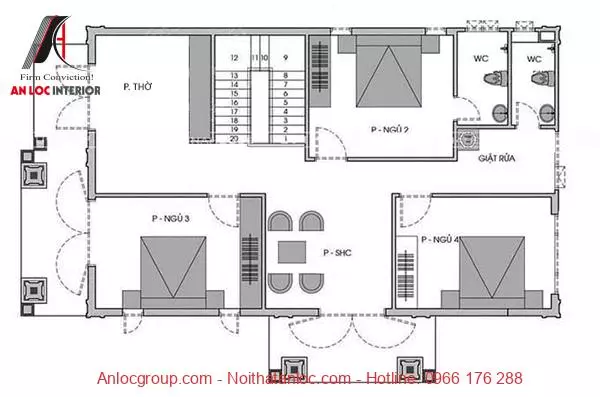 Bản vẽ biệt thự 2 tầng đầy đủ