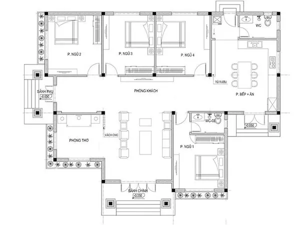 Mặt tiền nhà vườn 1 tầng 4 phòng ngủ