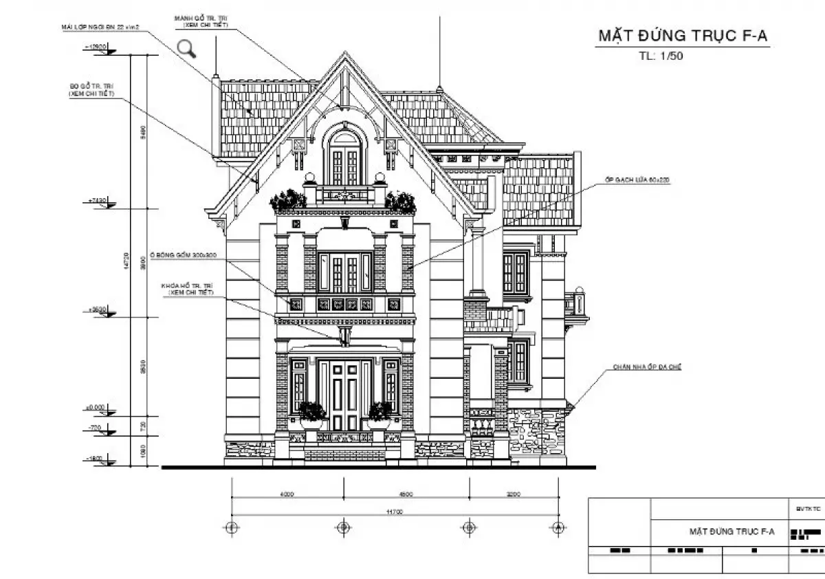 Hồ sơ thiết kế biệt thự 2 tầng full gồm các bản vẽ chi tiết