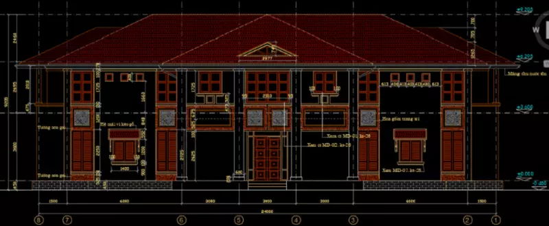 Bản vẽ kết cấu nhà 2 tầng biệt thự