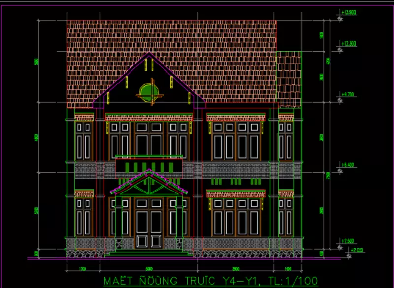 Bản vẽ cad biệt thự full 180m2