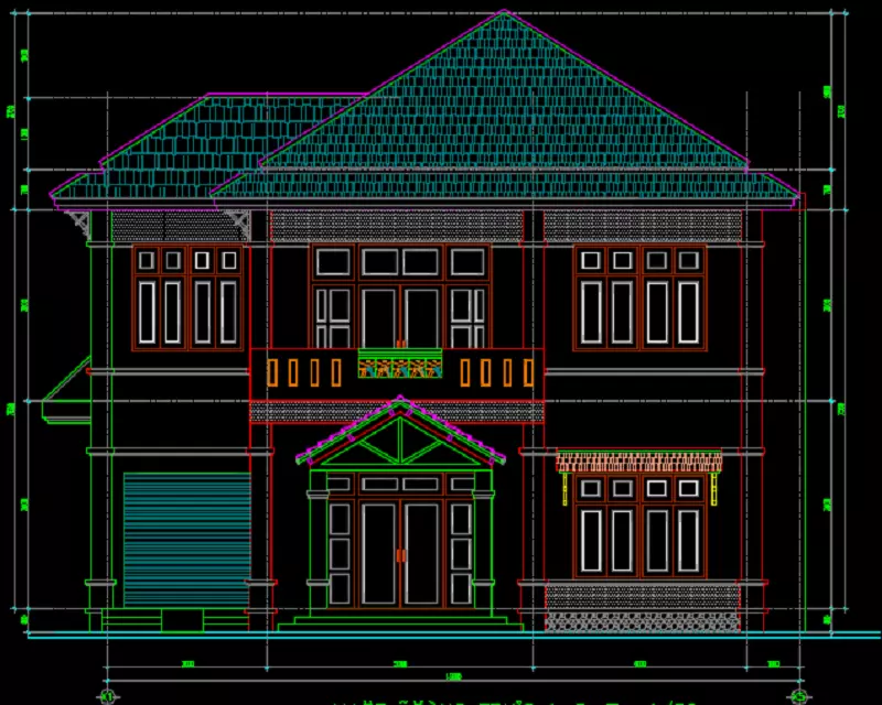 Bản vẽ cad biệt thự 2 tầng đẹp sang trọng