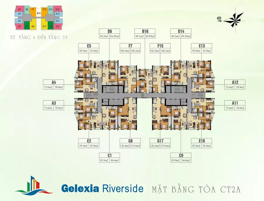 Mặt bằng tòa CT1 chung cư Gelexia Riverside