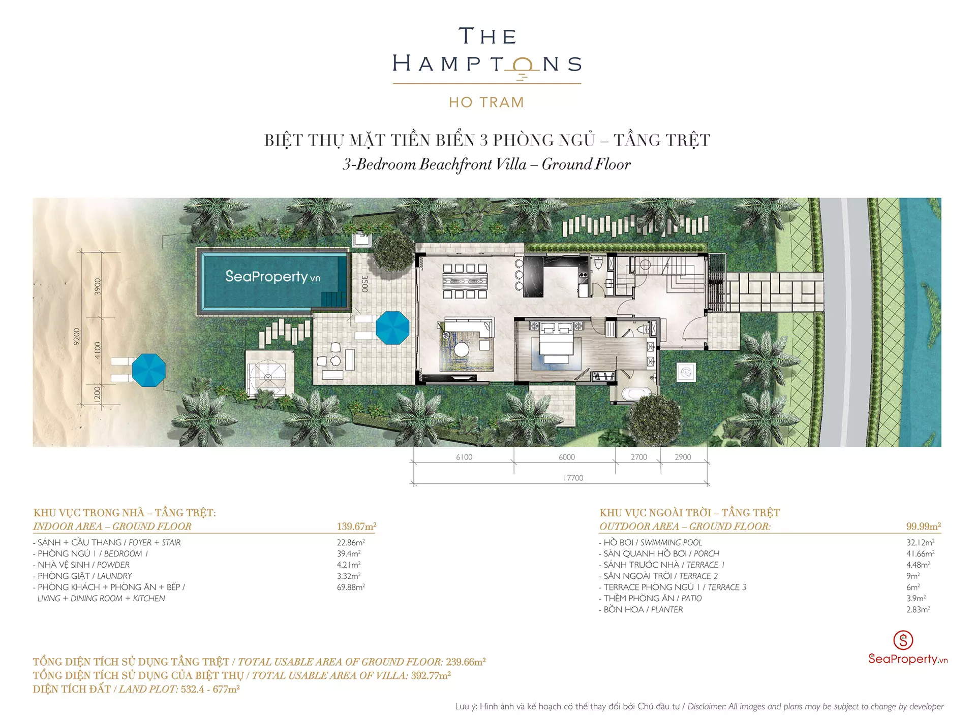 Melia Hồ Tràm resort The Hamptons 3 Phòng Ngủ