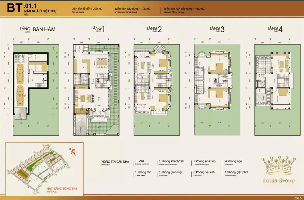 Mẫu nhà biệt thự liền kề tại Dự án Louis City Đại Mỗ