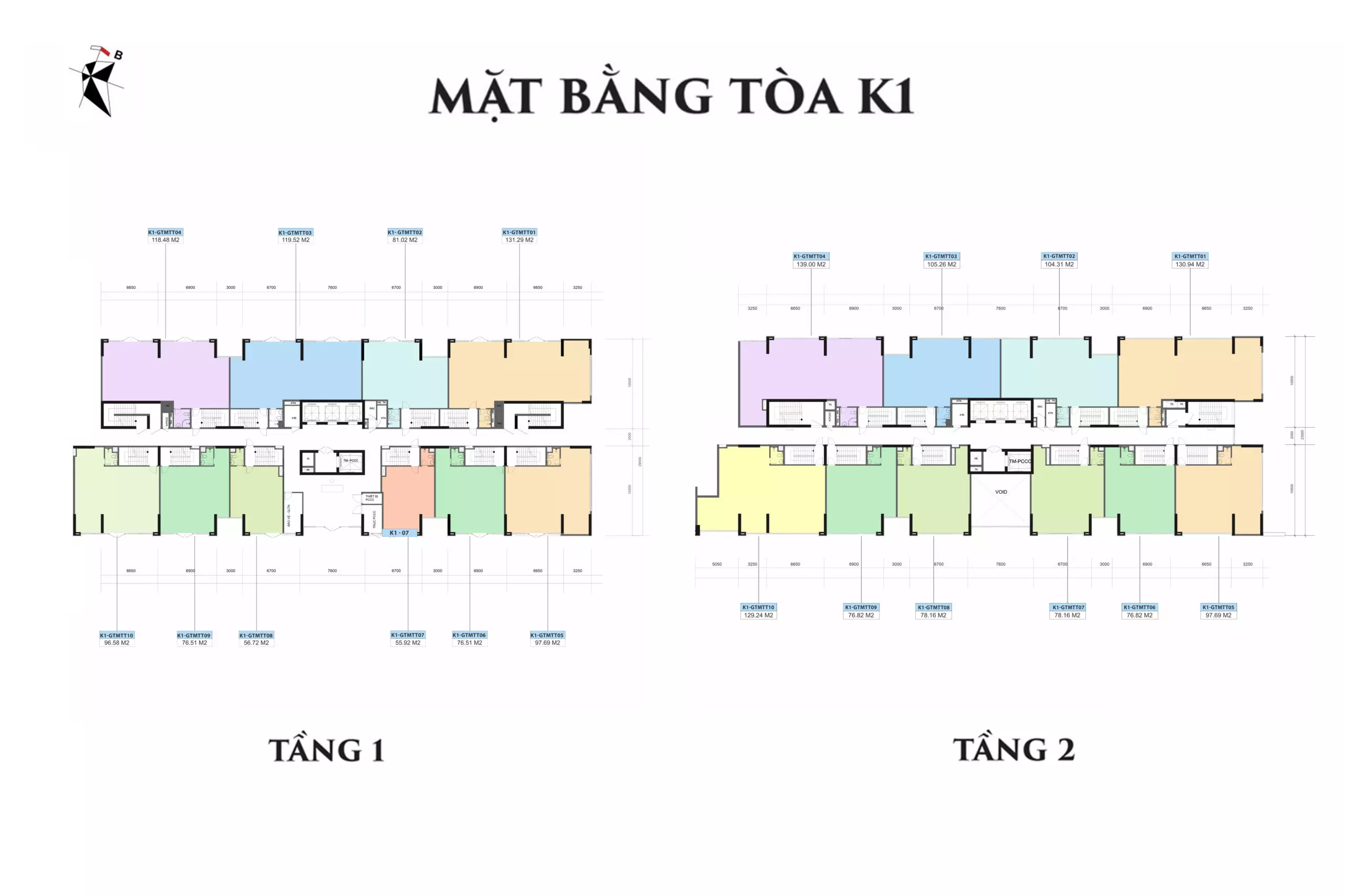 Mặt bằng tòa K1 - Shophuse chân đế Khai Sơn City