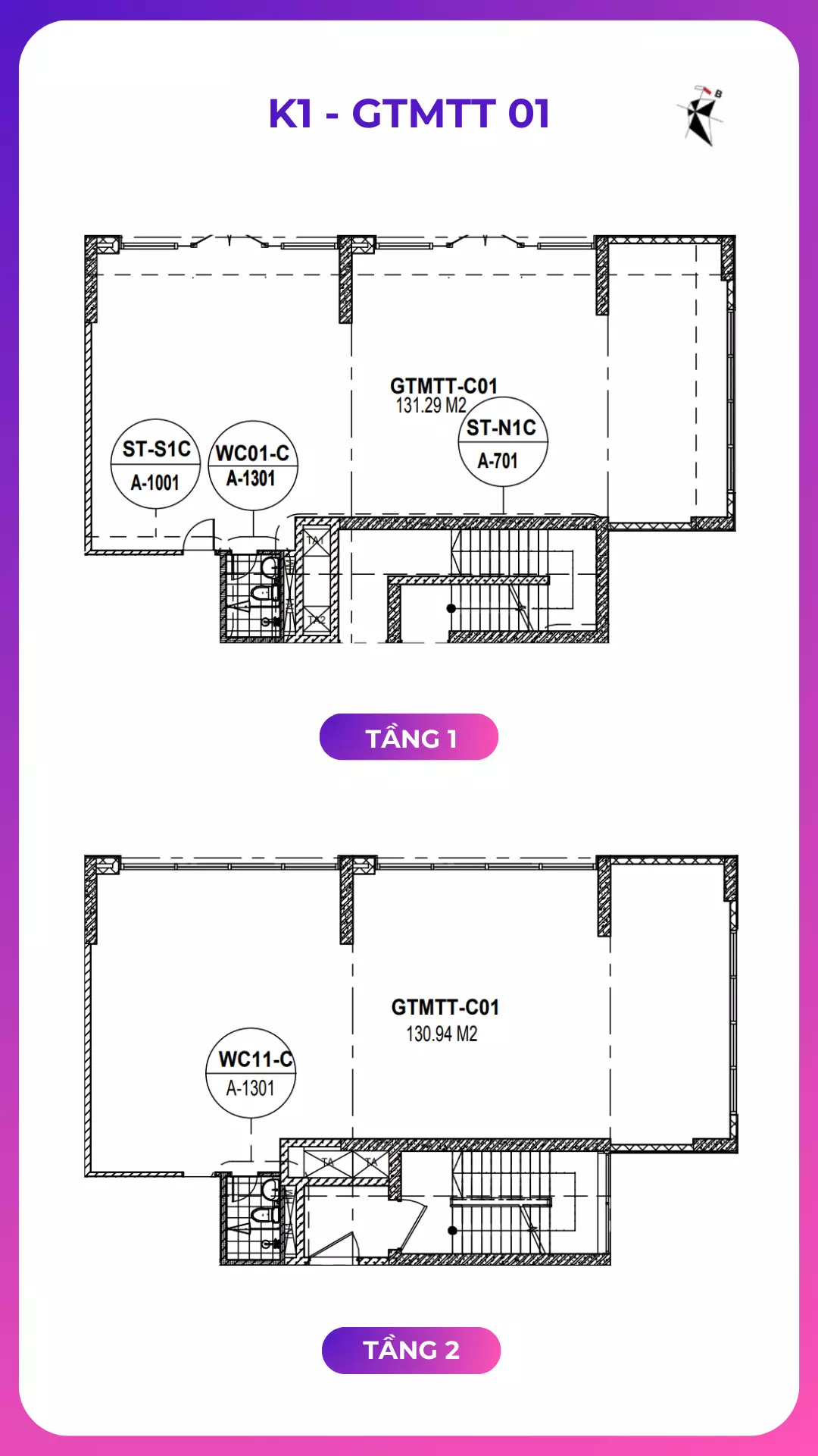 Thiết kế căn hộ 01 - Shophouse Chân đế Khai Sơn City