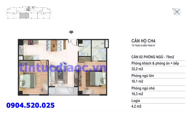 Căn hộ CH4 tầng 2 đến tầng 7 tòa N02 Chung cư Yên Hòa Condominium ngõ 259 Yên Hòa