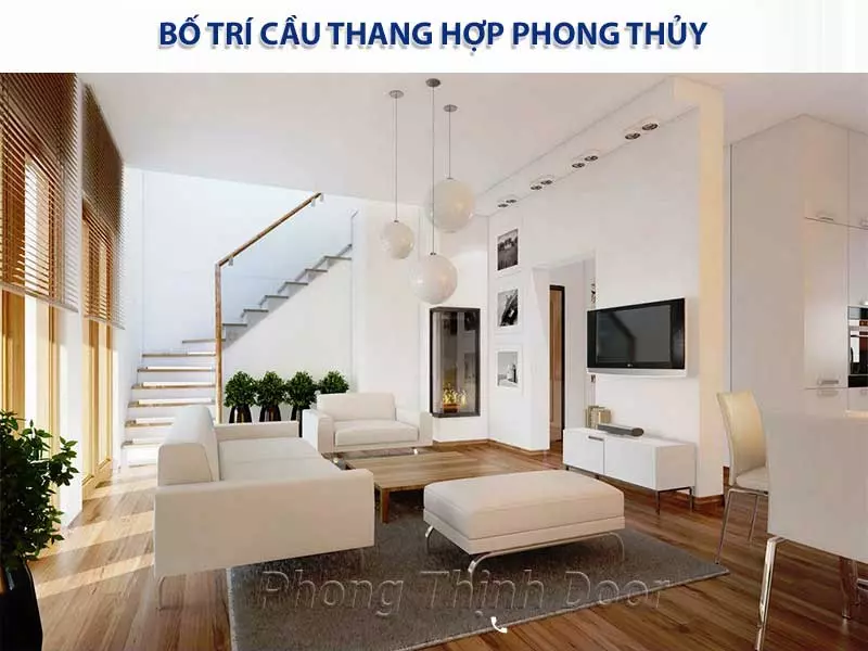 Phong thủy cầu thang hướng ra cửa