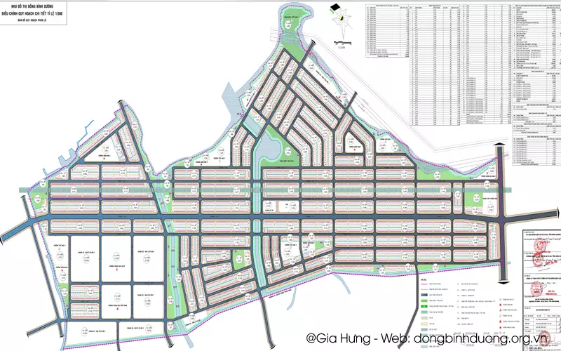 Sơ đồ tỷ lệ 1/500 phân lô dự án Đông Bình Dương