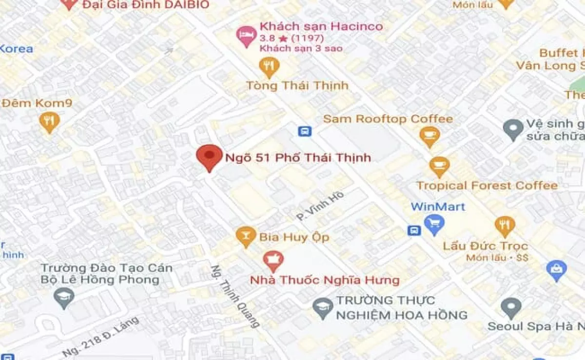 Vị trí của ngõ 51 Thái Thịnh trên bản đồ